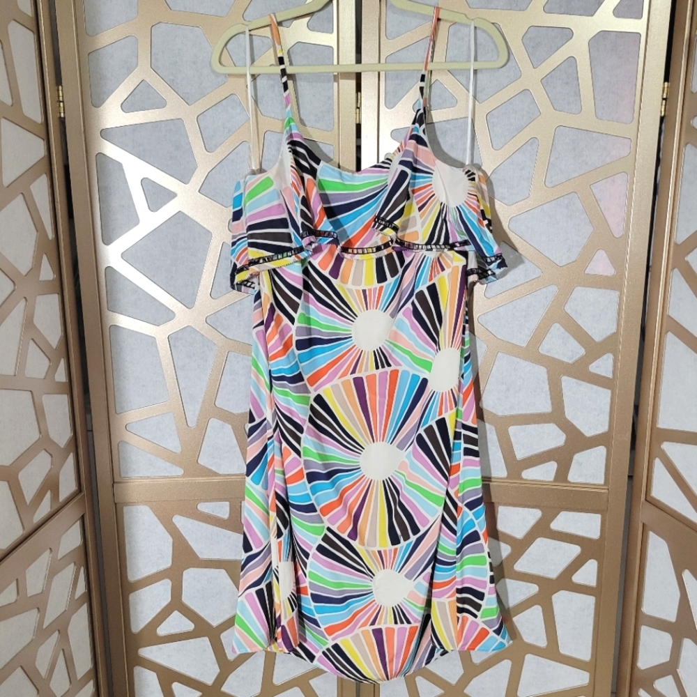 NWT TRINA TURK Isabel Geometric Rainbow Silk Dress